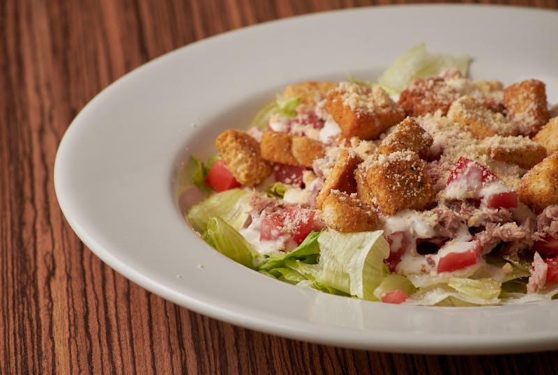 Caesar salad with house dressing and croutons